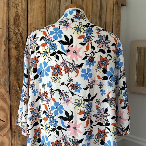 Modcloth Floral Printed Open Front Inviting Opportunity Longline Kimono Cardigan - Picture 9 of 12